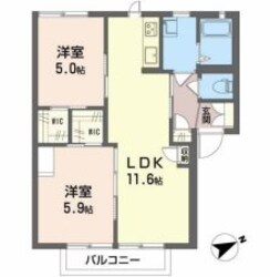 ディアス上ノ茶屋Cの物件間取画像